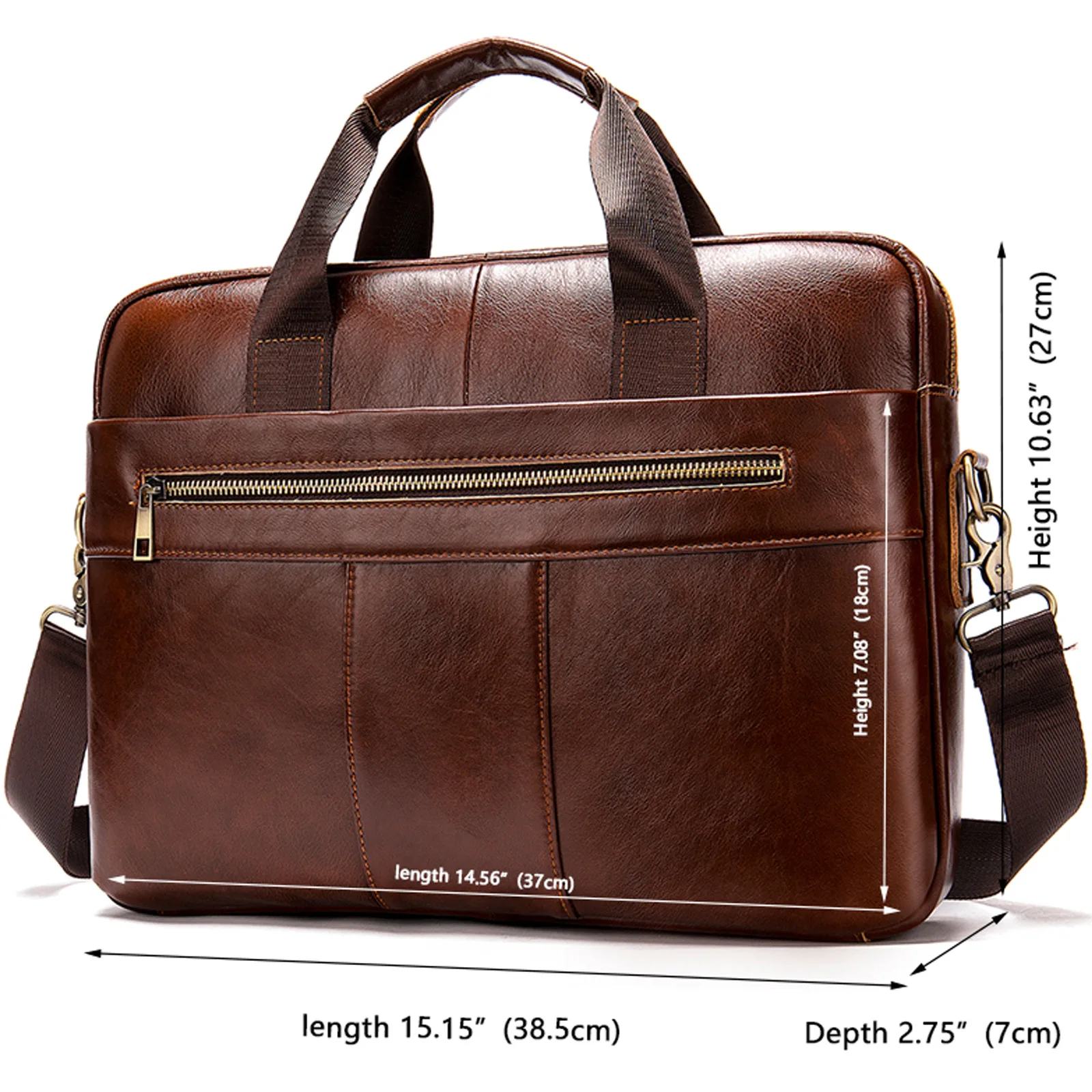 Genuine Leather Men's Briefcase Business Men's Bag, Top Layer Shoulder Bag, Cowhide Laptop Bag, Large Capacity Crossbody Bag