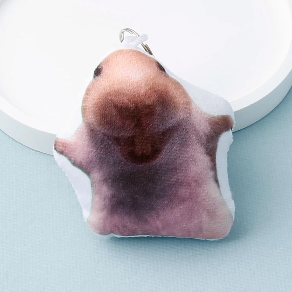 Cute Hamster Meme Plush Key chain with Laughing Funny Pendant Stuffed Rat Bag Charm Key Ring Stress Relief Toy Novelty Gifts 1pc