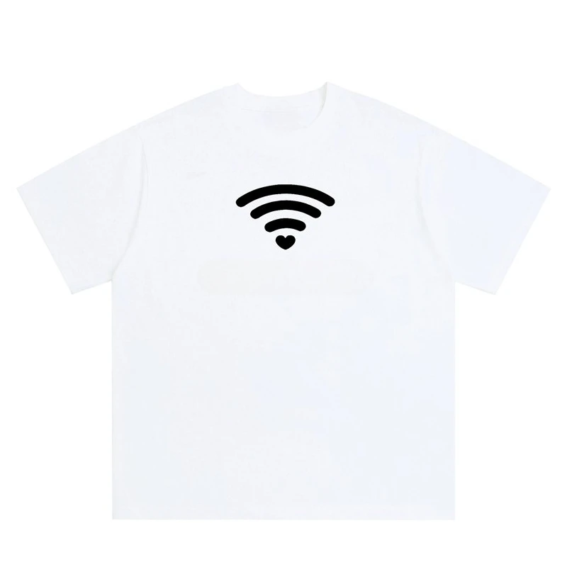 تي شيرت صيفي ممتع مطبوع عليه Wi-Fi عالي الجودة لعام 2025، عصري وغير رسمي مناسب لكل من الرجال والنساء بأكمام قصيرة #2