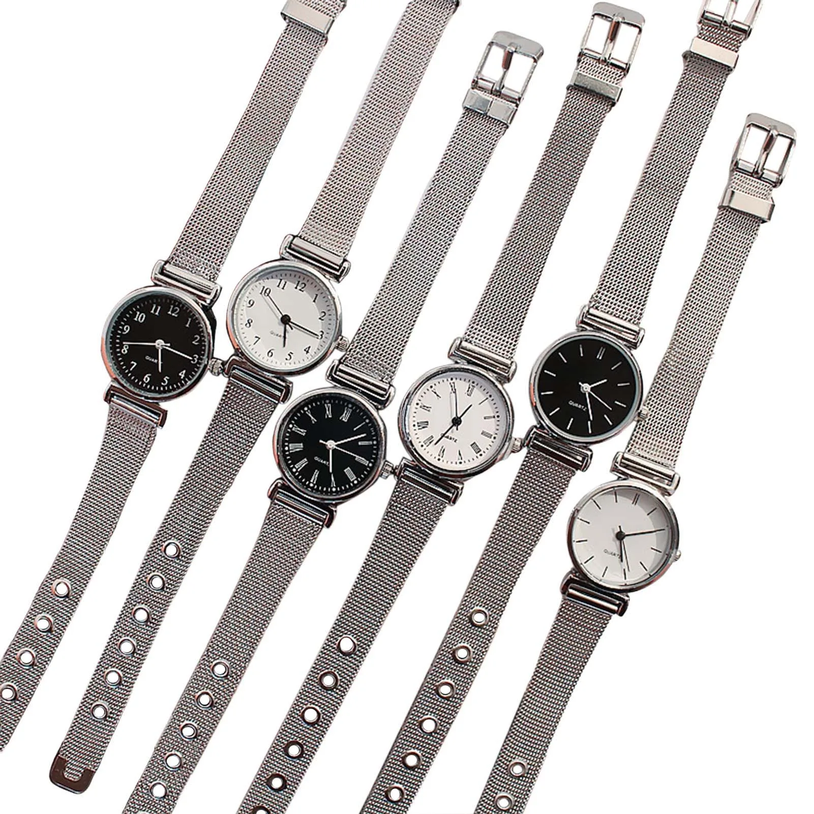 Women Retro Watch Small Round Dial Alloy Case PU Band for Daily Use