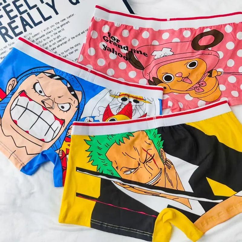 

Cute Cartoon One Piece Pure Cotton Men Boxers Kawaii Anime Peripheral Luffy Zoro Chopper Breathable Printed Boy Boxer Pants Gift