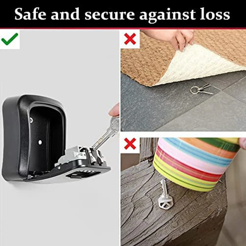 Key Lock Box Metal Key Lock Box Wall Mounted Waterproof Key Storage Lock Box With Mounting Kit