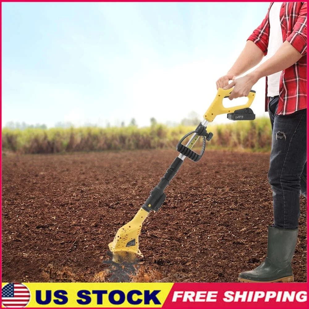 

Cordless Electric Garden Tiller Handheld Cultivator 20V Rechargeable Battery Lightweight Soil Loosening Power Tool Garden Yard