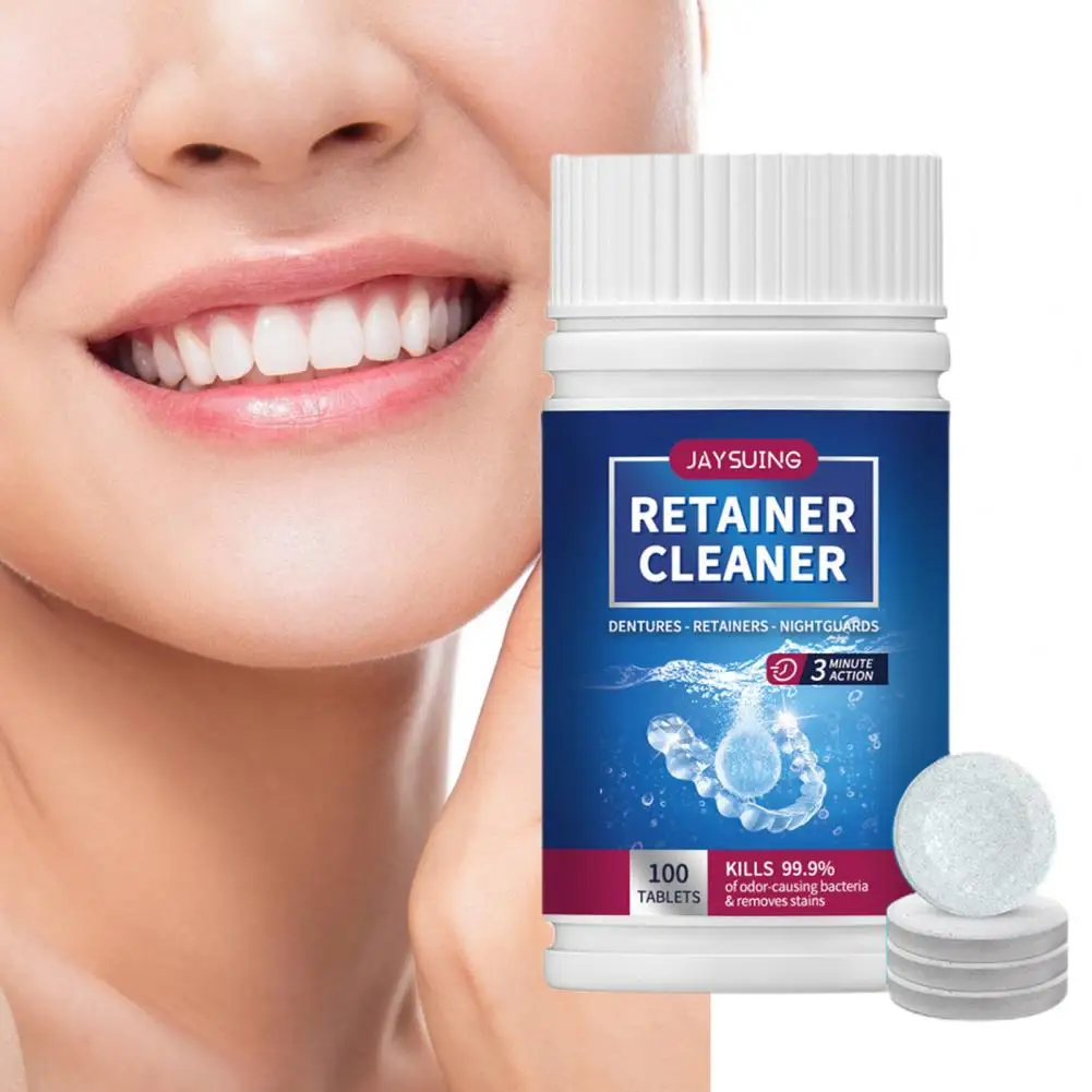 1 Bottle Tooth Cleaning Tablets Practical Wire Retainer Effervescent Tablets Effective Oral Cleaning Tablets for Unisex