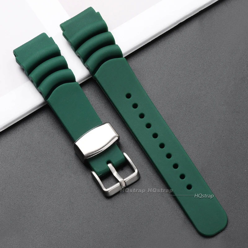Silicone Strap for Seiko 20mm 22mm Watchband Sports Strap Men Women Waterproof Diving Silicone Bracelet Ring Pin Buckle Belt