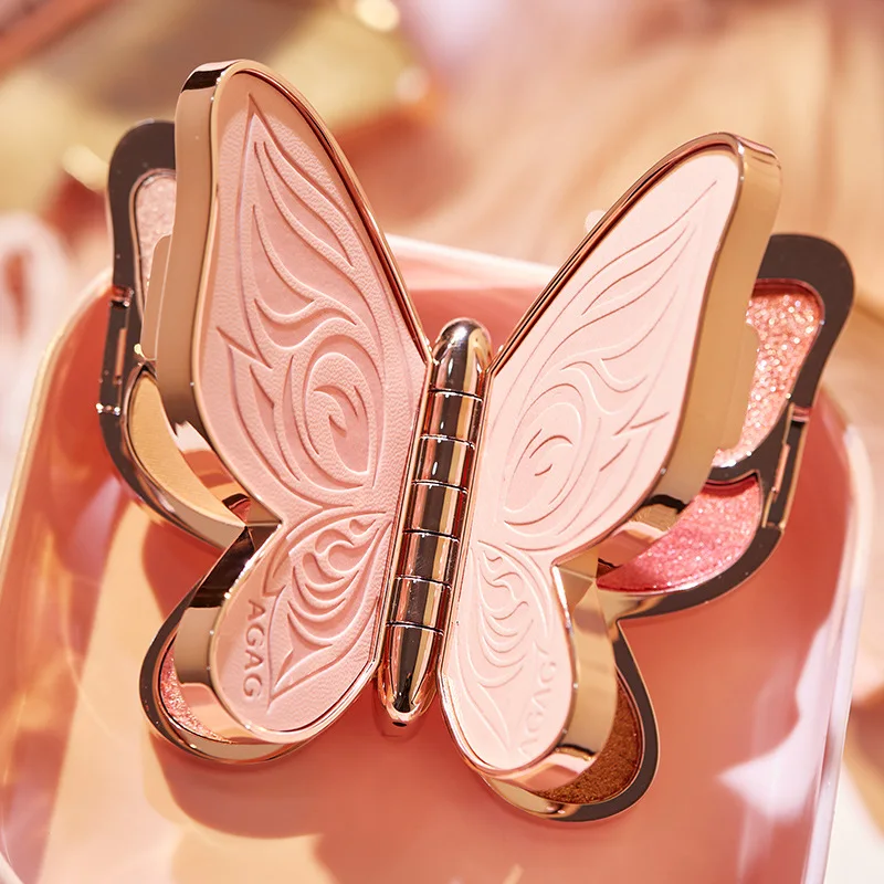 Butterfly eyeshadow 6-color pearlescent sequins glitter matte earth color improve complexion lasting waterproof niche makeup