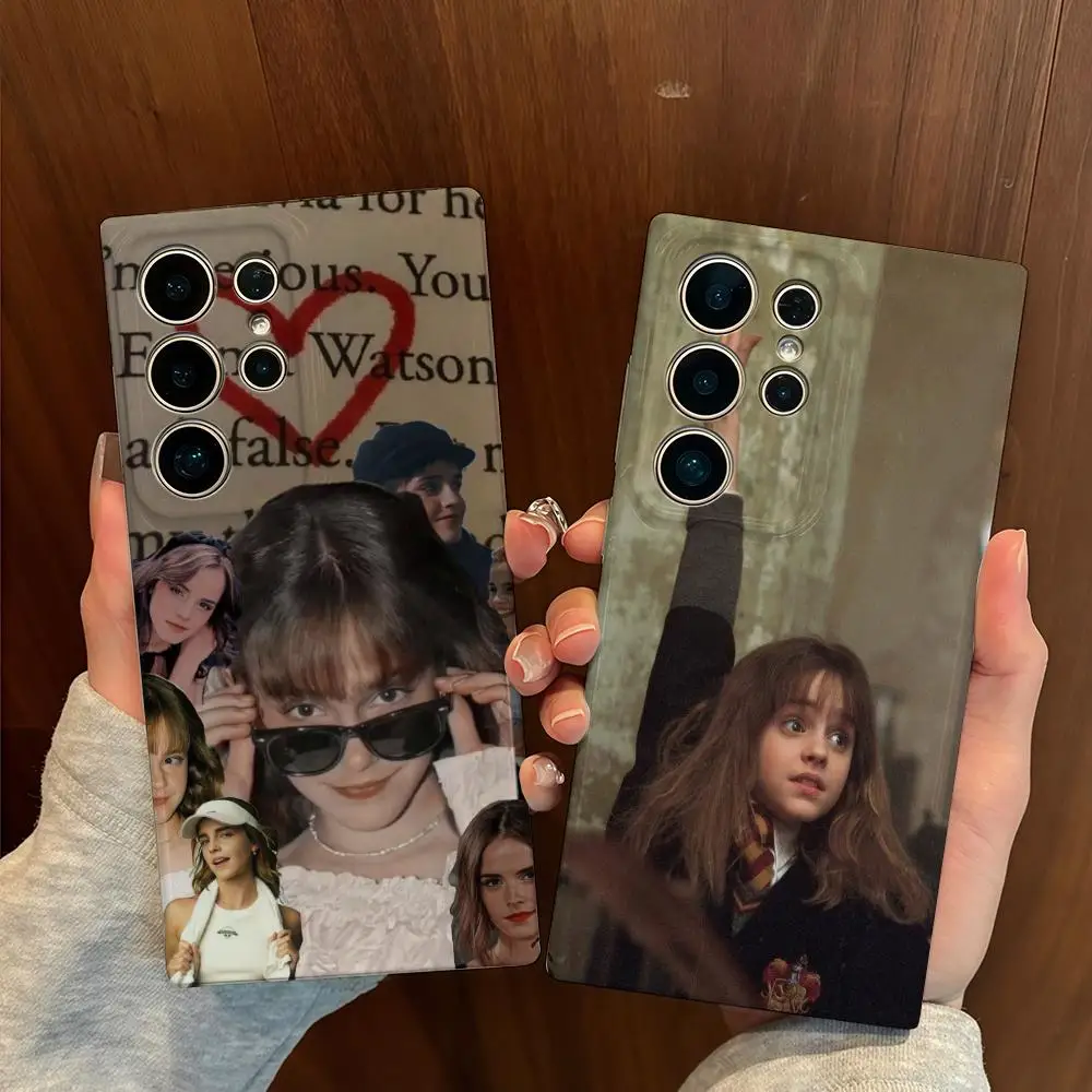 Чехол для телефона E-Emma-Watson для Samsung S25, чехол GalaxyS24Ultra 23plus S22 21 A56 36, глянцевая пленка, жесткий чехол из ПК