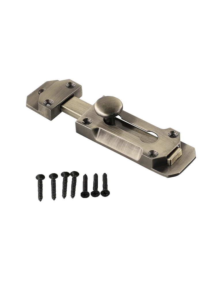 Convenient and Reliable Brushed Nickel Door Lock Slide Bolt Latch for Bathrooms, Toilets & More Zinc Alloy Construction