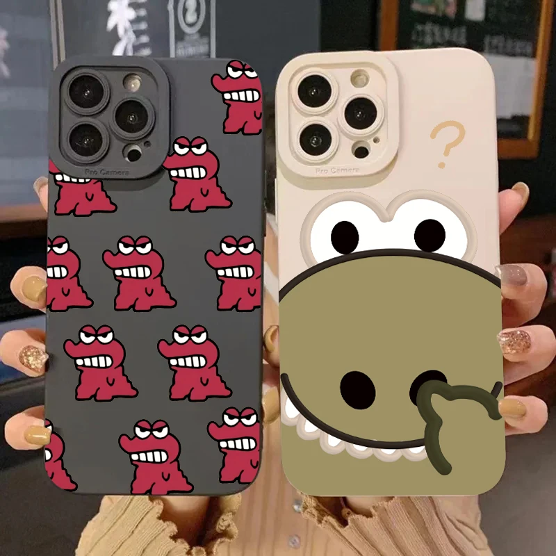 Leuke Grappige Cartoon Baby Krokodil Telefoon Hoesje Voor Iphone 16 11 12 13 14 15 Pro Max Xs Xr 7 8 Plus Se 2020 Siliconen Zachte Hoes