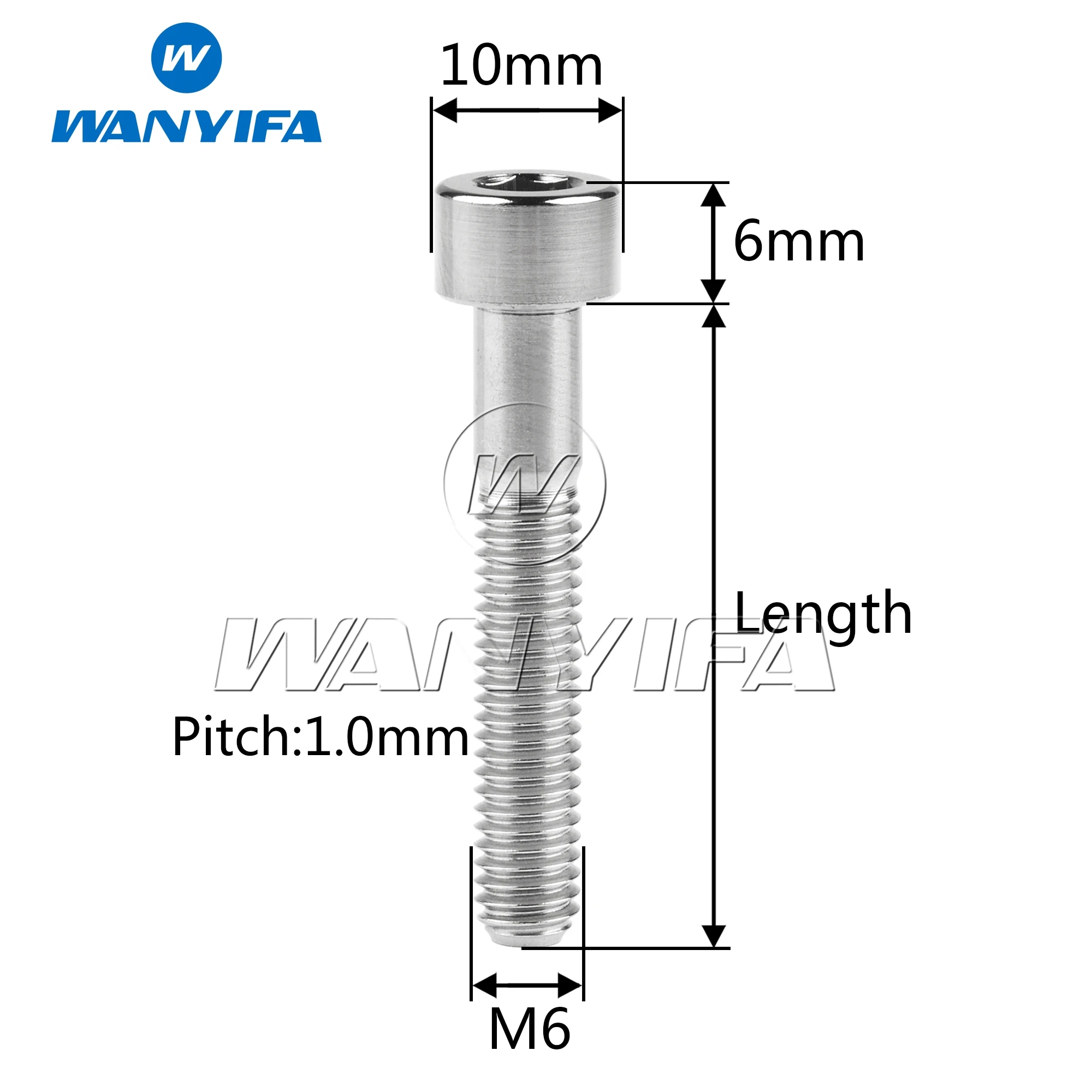 Wanyifa Titanium Bolts M6x 10 15 16 18 20 25 30 35 40 45 50 55 60 65mm Allen Hex Head Screw Fit Headset Cap Mountain Road Bike