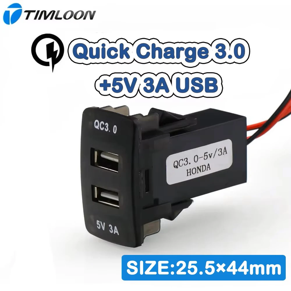 Car Quick Charge QC3.0+5V 3A USB Interface Socket Use for Honda, Civic, Spirior, CRV, Fit Jazz, City, Accord