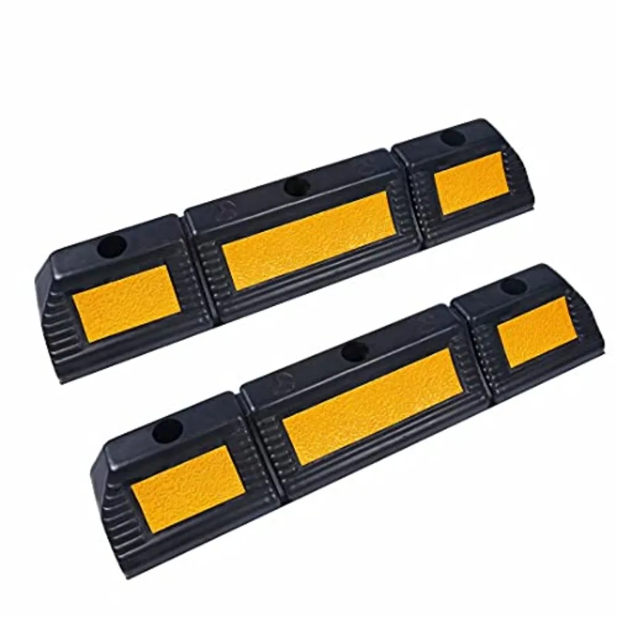 

Parking Stopper for Garage Heavy Duty Rubber Parking Curb Block - Wheel Stop with Scatter Glass Reflective Yellow Targets for C