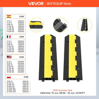 VEVOR Cable Protector Ramp Wire Cable Cover Cord Guard 2 Channels Rubber + PVC 11000LBS Speed Bump Parking Lots Driveway Traffic