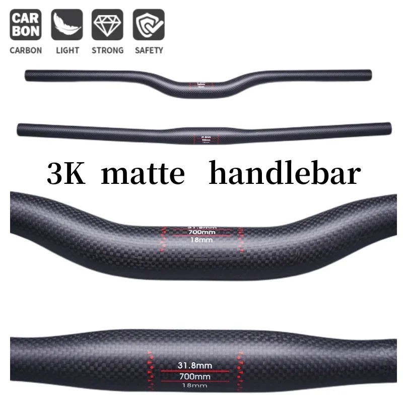 

no logo matt carbon handlebar MTB bicycle flat rise handlebar 31.8*600-760mm cycling parts