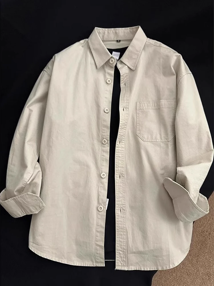 

Retro Khaki Men's irt Spring American Cleanfit Thin Cool Feeling Loose High End Feeling Upper Apparel Casual Faion