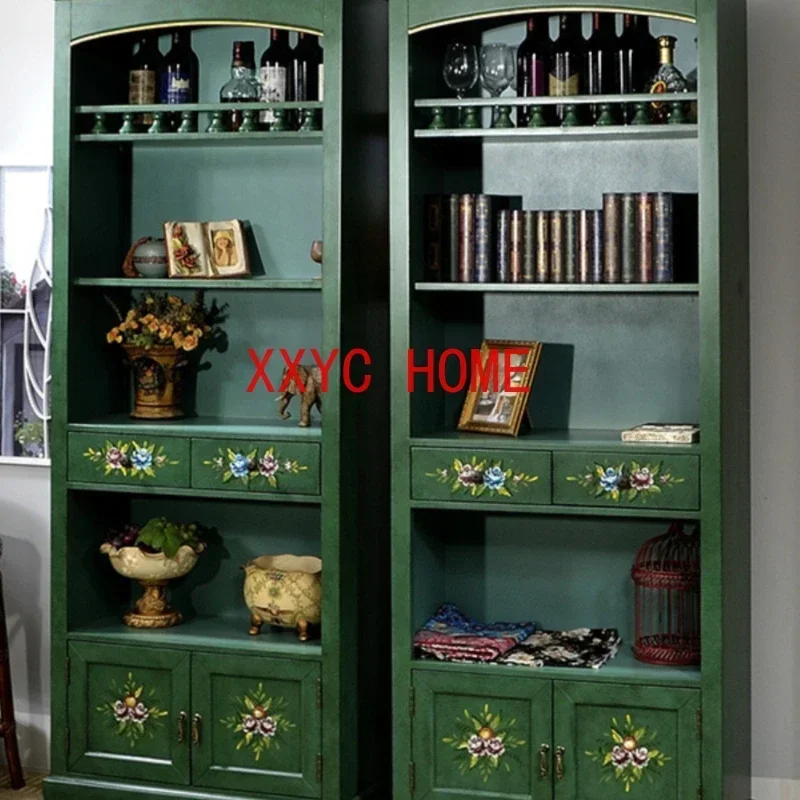 Bookcase Bookshelf Study Vintage File Office Home Display Side Cabinet Storage High Cabinet