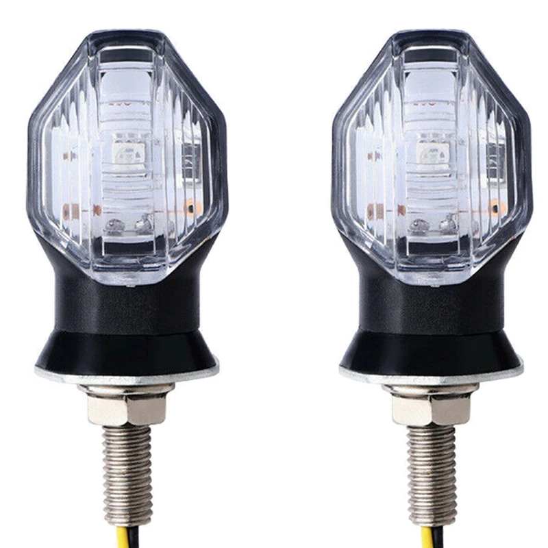 New 2x Universal Motorcycle 1LED Amber Turn Bike Signal Indicators Blinker Lights