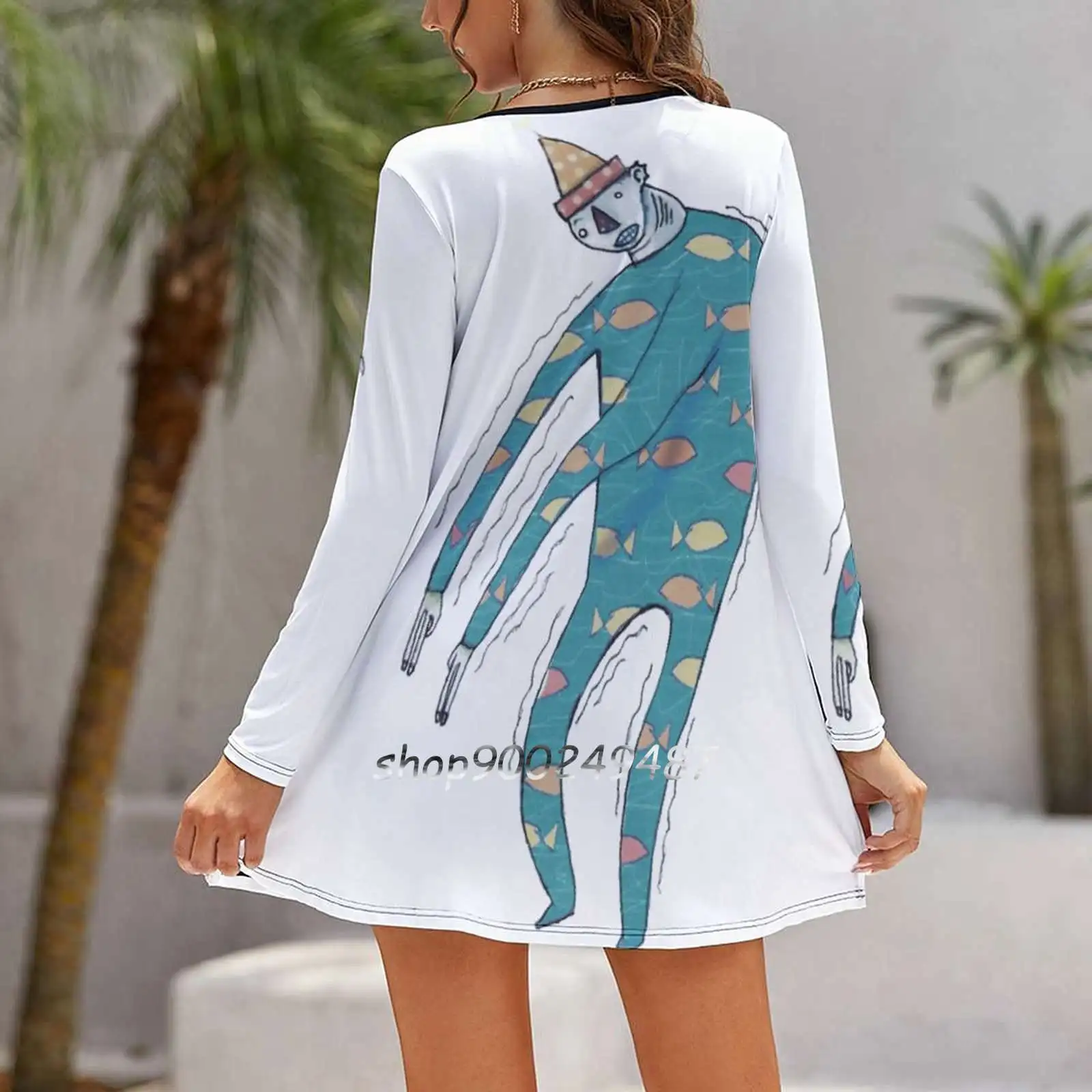 The Shakey Fishman Slim Dress With Hollow Waist Autumn Winter Sexy V Neck Long Sleeve Dresses Funny Weird Greg Orfanos Creature