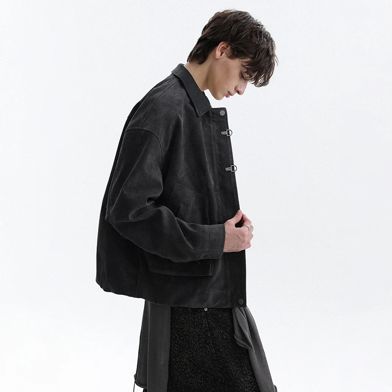 LUZHEN Casual Metal Buckle Placket Solid Color High Quality Jacket Men's 2026 Autumn New Fashion Handsome Male Clothes JY9007