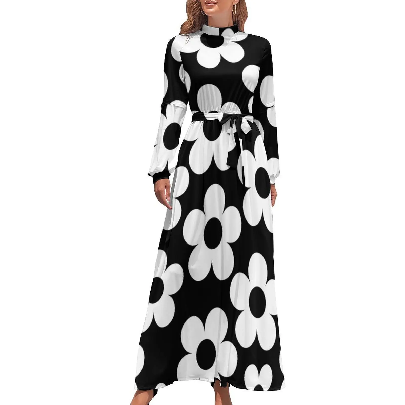 

Black and white floral design Long Dress summer dresses ladies 2024 prom dresses 2024 prom clothes Long dress woman