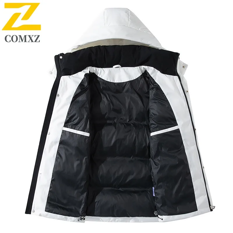 COMXZ Men Bread Jacket Multi Pocket Hooded Workwear Waterproof Thick Warm Adventure Padded Jacket High-Quality Winter Jackets