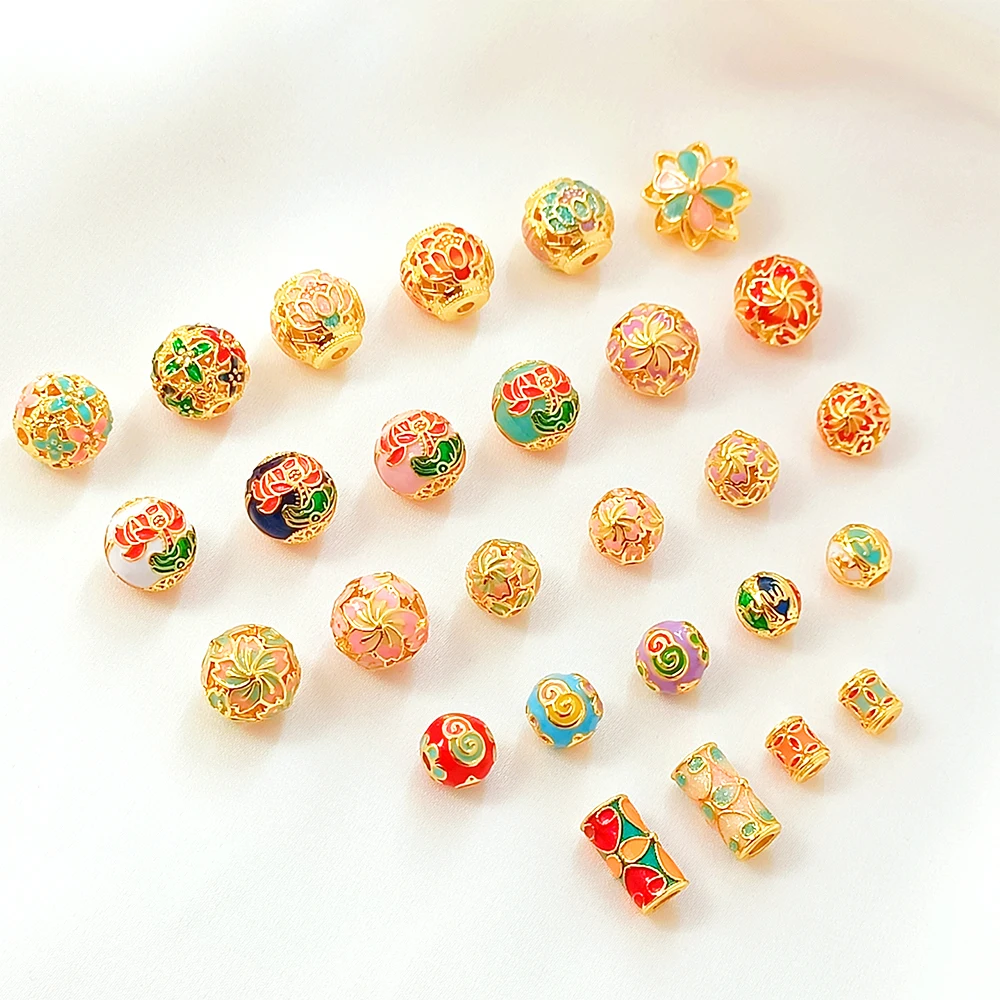 

Brass Coated Gold Drip Oil Enamel Hollow Spacer Beads DIY Jewelry Making Necklace, Bracelet, Clothing Accessory Materials
