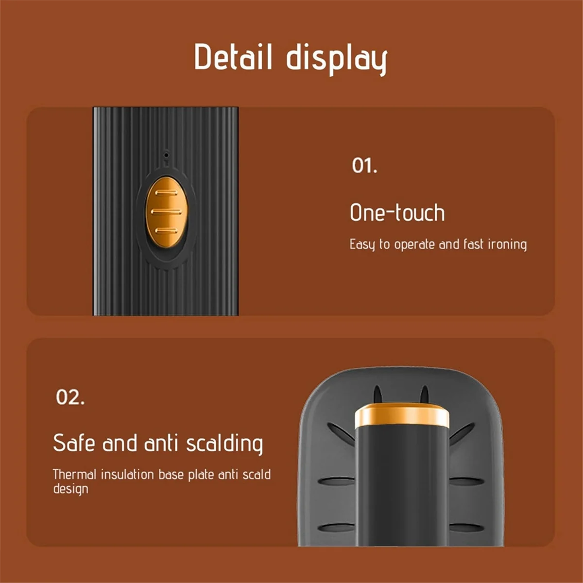 Vaporizador portátil de viagem para roupas Mini ferro a vapor 180 ° Ferro a vapor portátil giratório para roupas de tecido preto