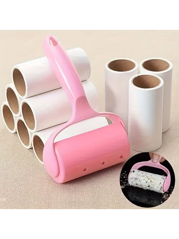 1 Handle + 6 Replacement Roll 360 Zhang Velvet Brush Handheld Tissue Roll Brush Velvet Brush Clothes Lint Remover Suitable for c