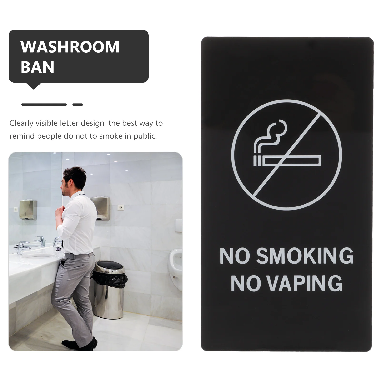 No Smoking Sign Acrylic Safety Warning Board For Public Places Toilet Office Hotel Wall Sticker Rectangular No Smoking Indicator