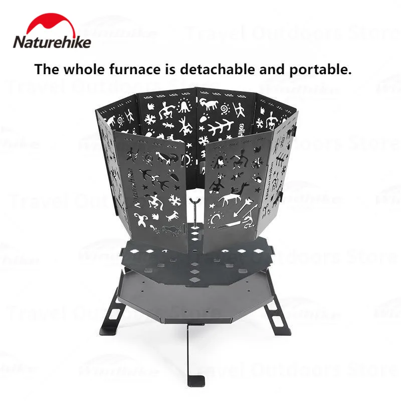 Naturehike Multi-Function Fire Wood Stove Portable Detachable Heating Stove Winter Outdoor Boil Water/Tea Bonfire Forest 6.1kg