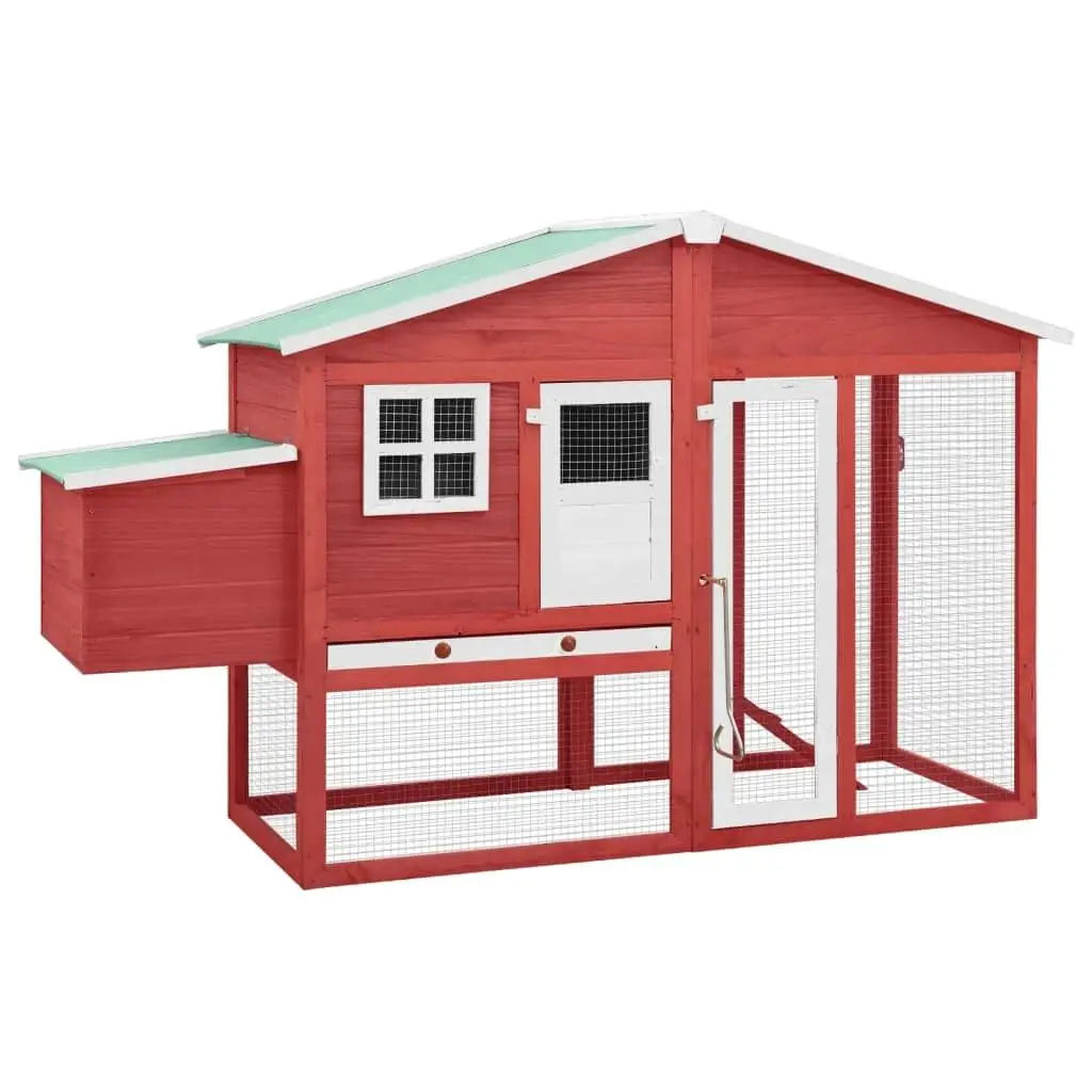 

Red & White Solid Fir Wood Chicken Coop with Nest Box for Backyard Chickens