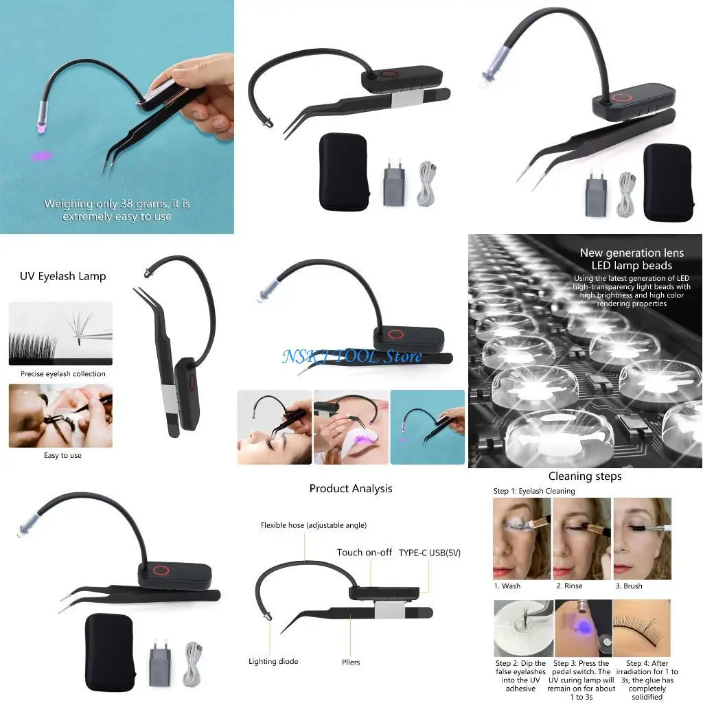 L8RC أداة تجميل محمولة ذات طول موجي 405 نانومتر مع وصلة رقبة قابلة للتعديل للرموش