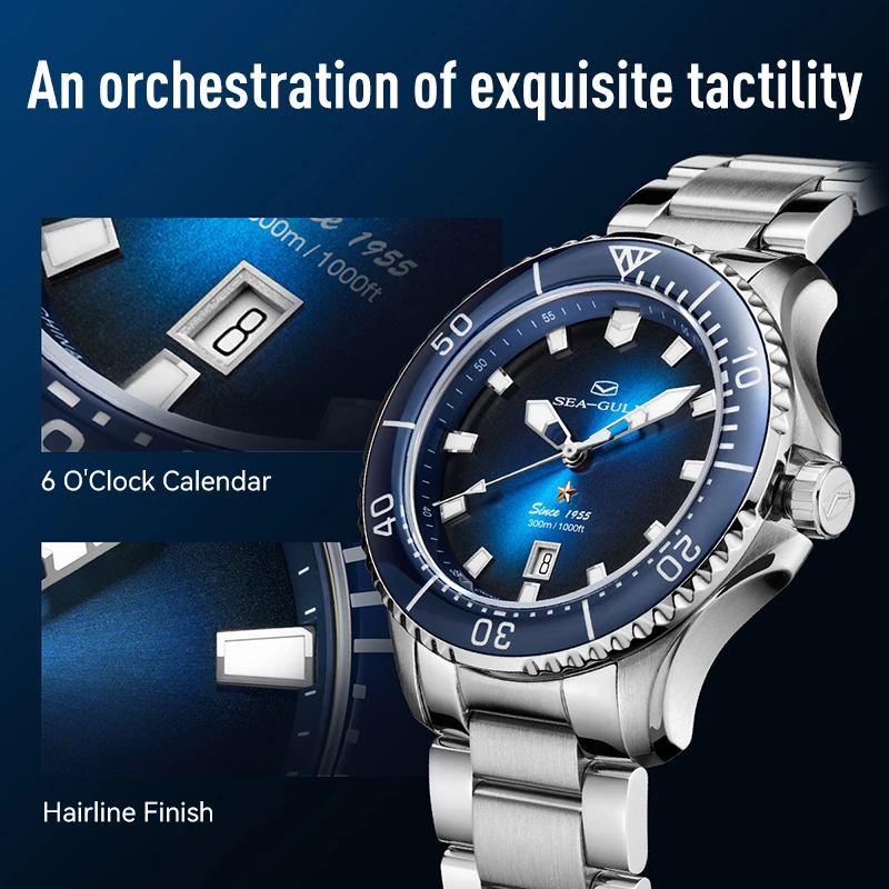 2023 New Seagull Ocean Star Wristwatch relogio masculino Men\'s Automatic Mechanical Watch 300m Diving Sapphire Crystal 1213