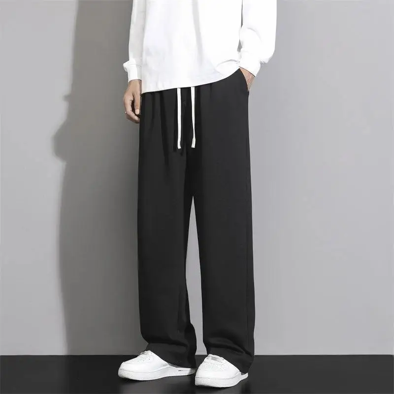 

Straight-leg Loose Casual Pants for Men in Spring, Drawstring Sports Couple Wide-leg Sweatpants