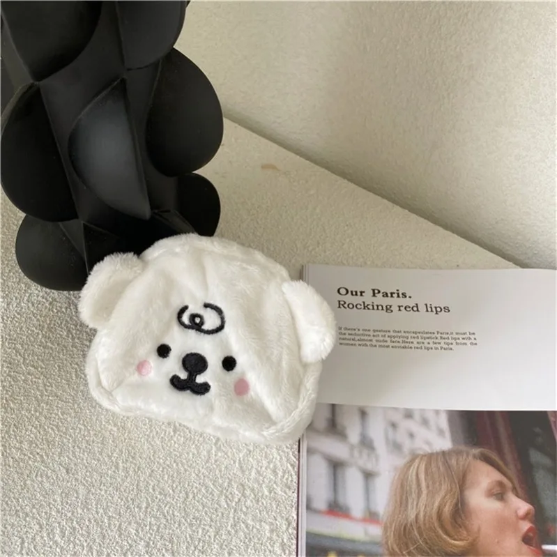 1Pcs Cute Bear Mini Money Bags Flannel Plush Coin Purse Girls Portable Cosmetic Card Holder Storage Bag Pouch Headphone Bag