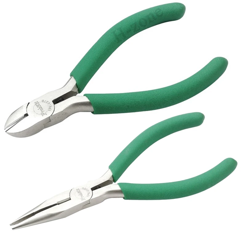 Pro\'sKit 1PK-036S Mini Anti-Slip Green Handle Titanium Long Nose Pliers Diagonal Pliers For Precision Electronic Repair Tools