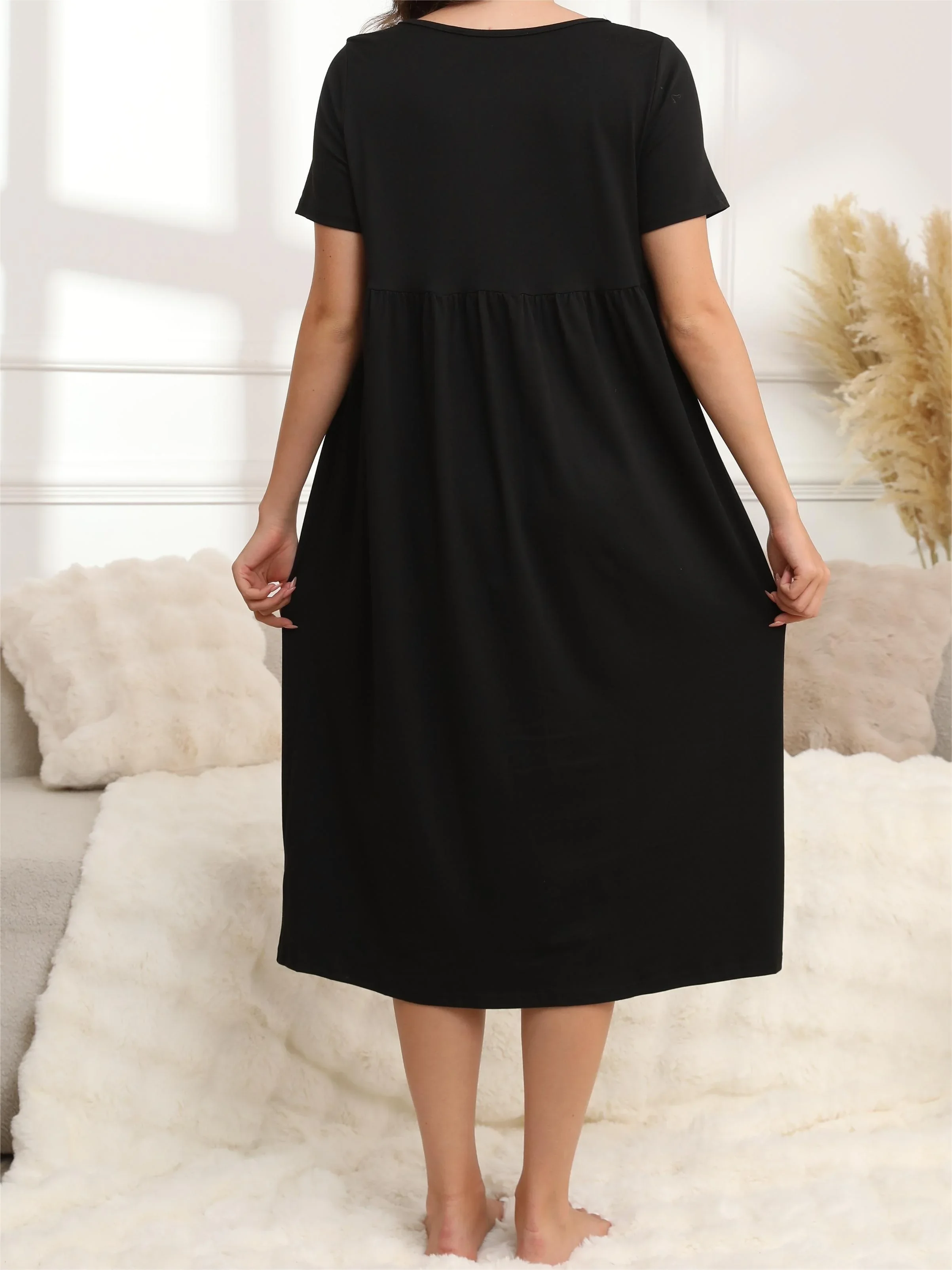 Black Maternity Sleep Dress 2