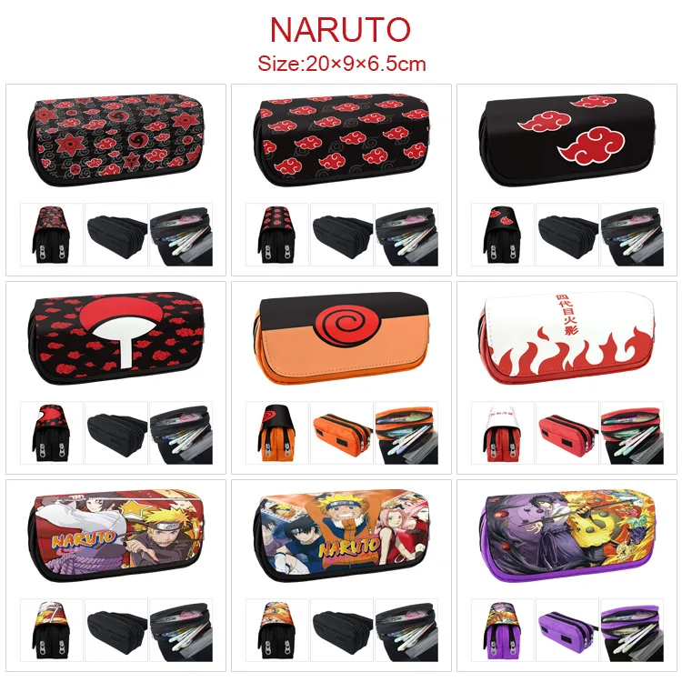 Naruto Anime figura astuccio cartone animato Uzumaki Naruto Uchiha Itachi scatola di cancelleria ad alta capacità materiale scolastico astuccio