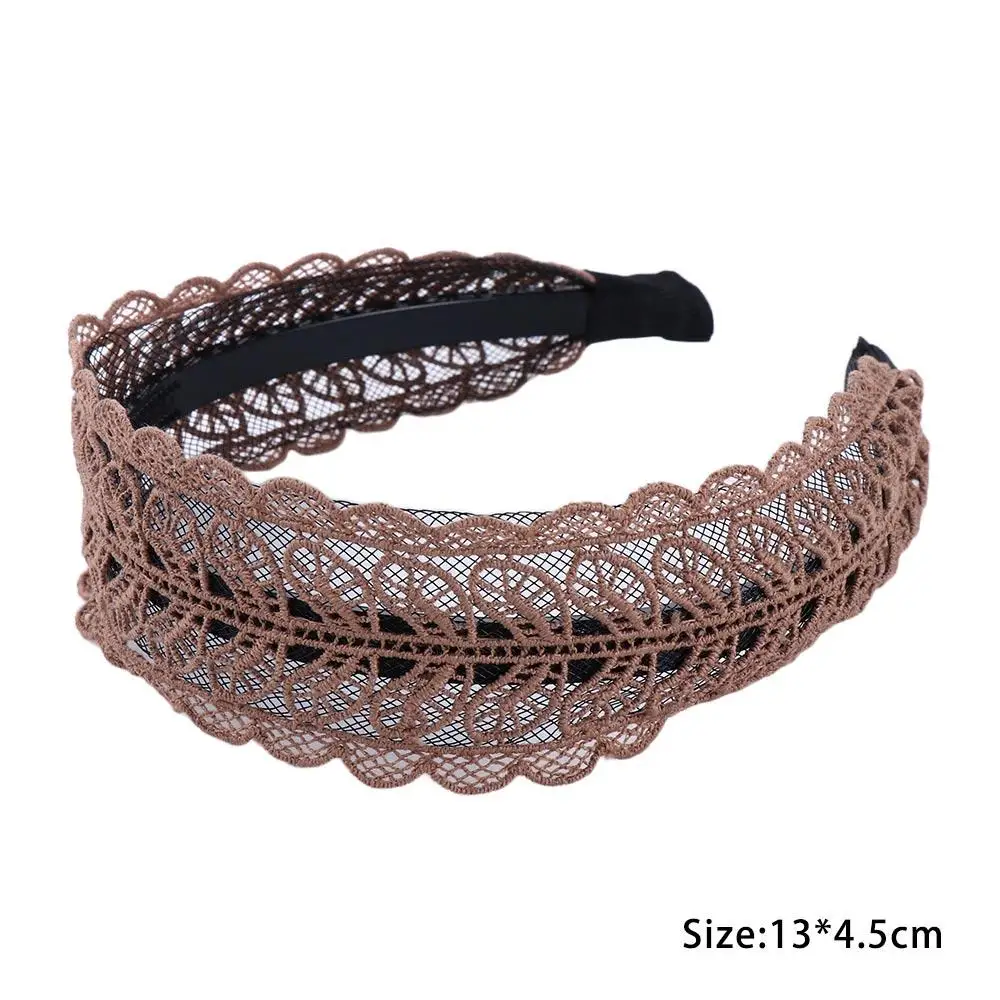 Design Resin With Toothed Face Wash Women Hair Accessories Korean Style Hair Wear Lace  Leaves Headband Wide Side Hairband