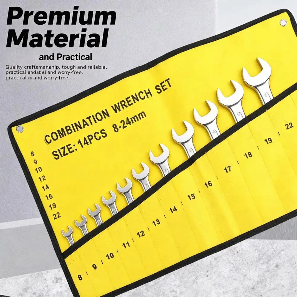 14 Pockets Combination Wrench Roll Pouch Portable Tool Storage Bag Empty Canvas Organizer For Spanner Hand Tools Gear