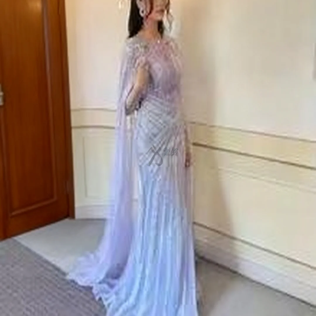 

Customized Elegant Vintage Sweet Sexy Lilac Sequins Lace Mermaid formal evening dresses birthday party prom gowns for women
