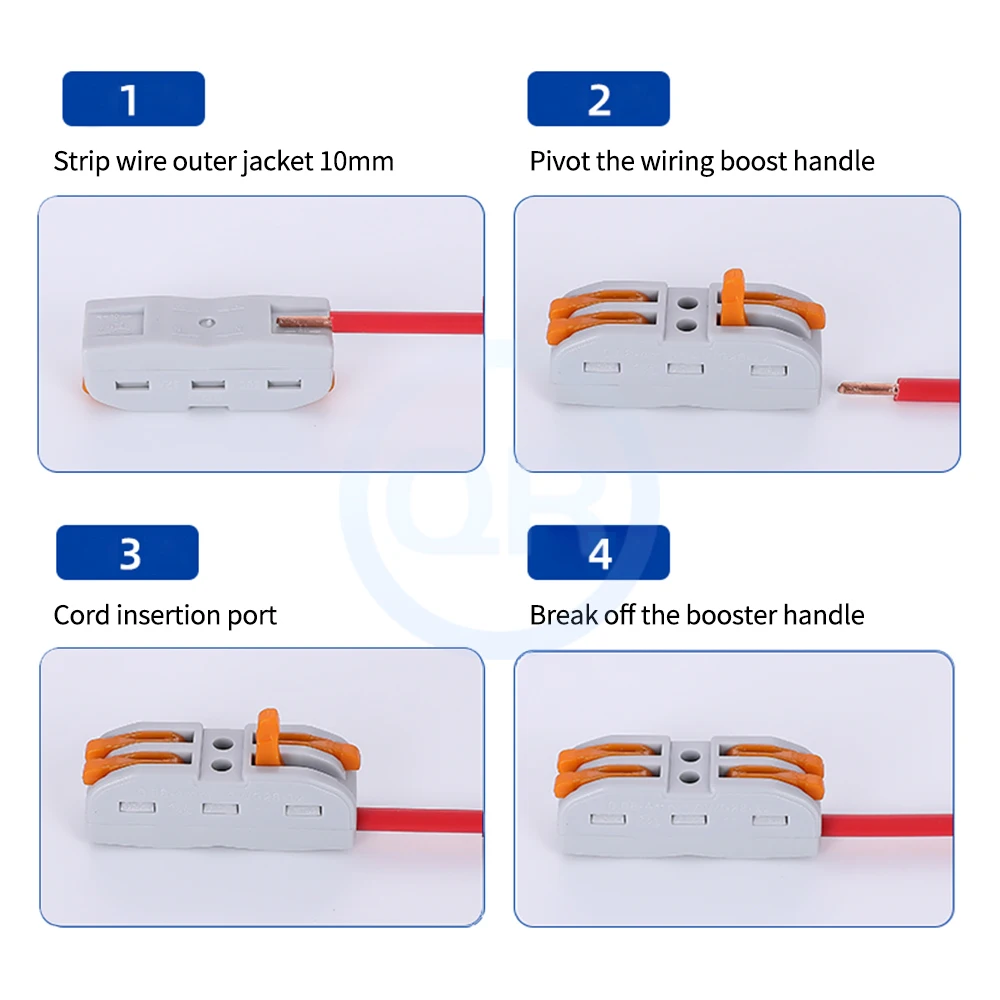 (10 pcs) KV-212 KV-313 Monochrome Colour 2 Input 2 Output Quick Terminal Wire Connector Splitter Parallel Connector Rigid-Flex