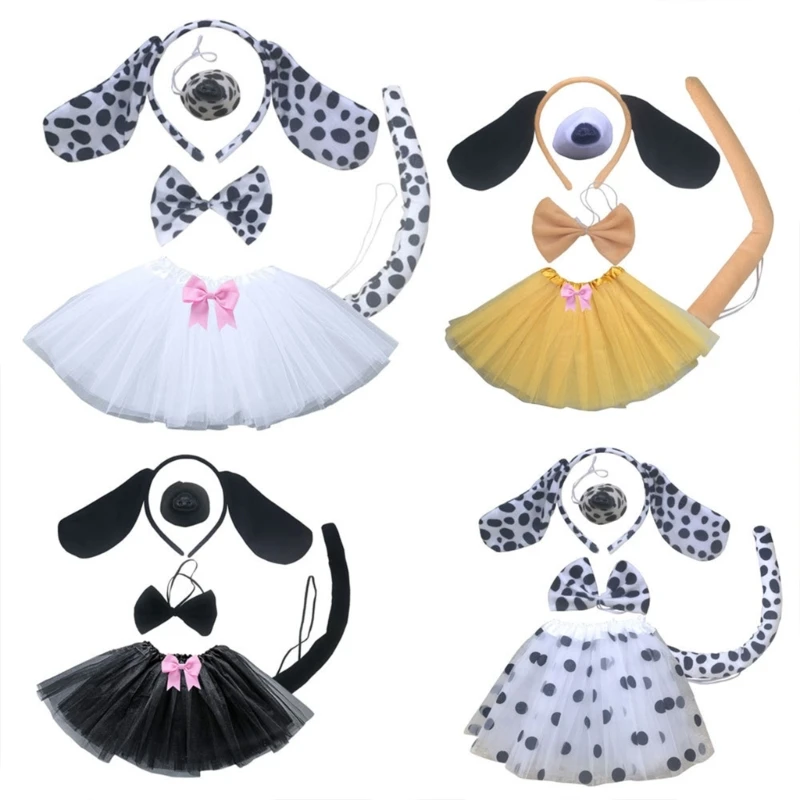 d'accessoires Costume pour chien, bandeau d'oreille, nœud, nez, queue, accessoire Cosplay d'halloween