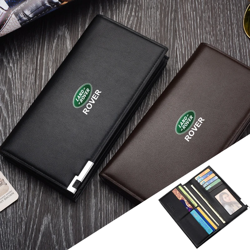 Car Logo Men Business Wallet Zip Leather Wallet Coin Wallet Credit Card Holder For Land Rover Range Rover Evoque Velar Defender