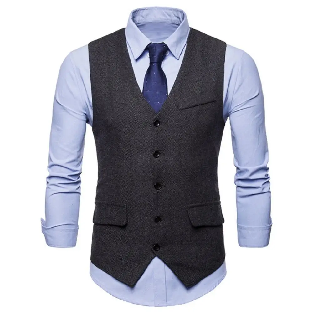 

2020 New Arrival Dress Vests For Men Slim Fits Mens Suit Vest Male Waistcoat Homme Casual Sleeveless Formal Business Jacket