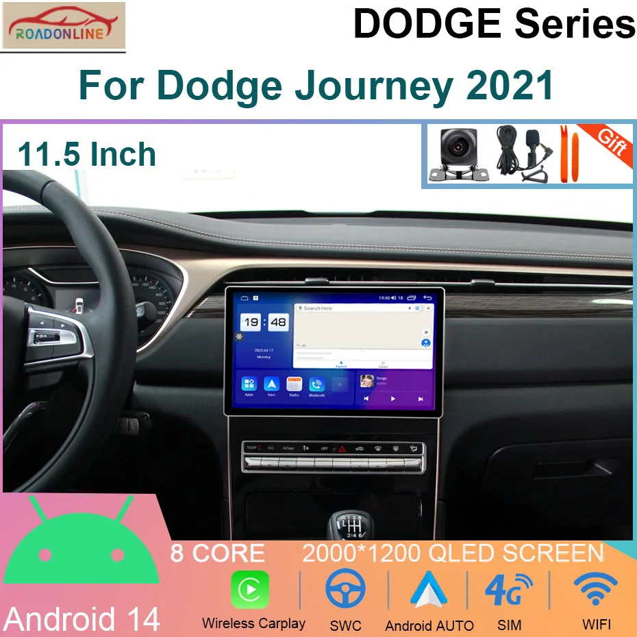 

11.5Inch Android14 Car Radio For Dodge Journey 2021 Wireless Carplay Multimedia Video Player Navigation GPS 4G