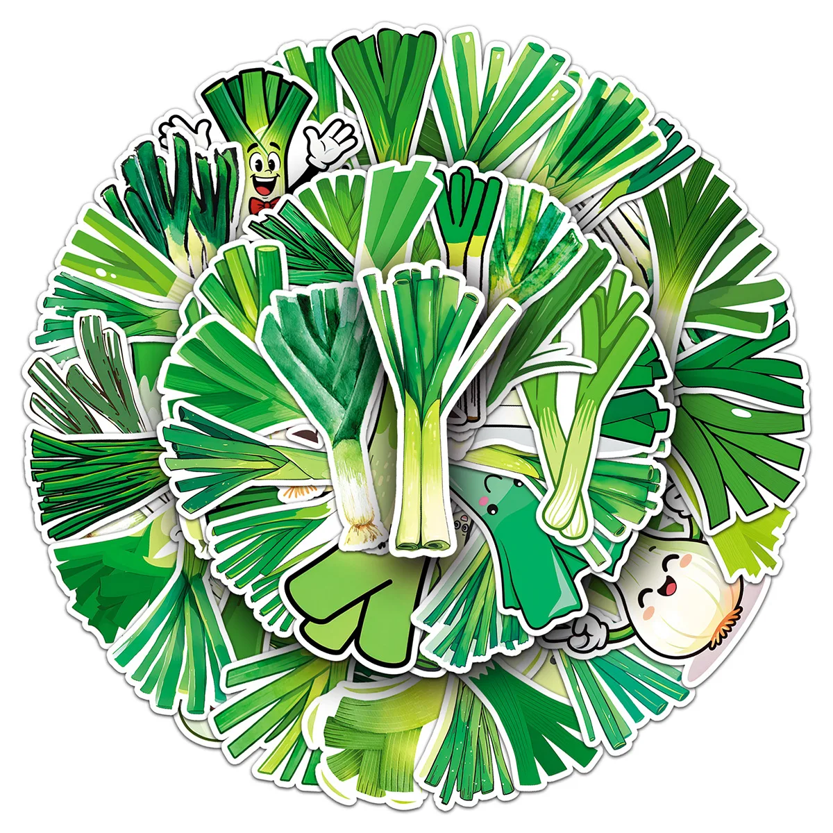 50 Uds. Pegatinas de grafiti de cebollino verduras verdes calcomanía de dibujos animados cuaderno teléfono guitarra taza monopatín pegatina impermeable juguetes para niños