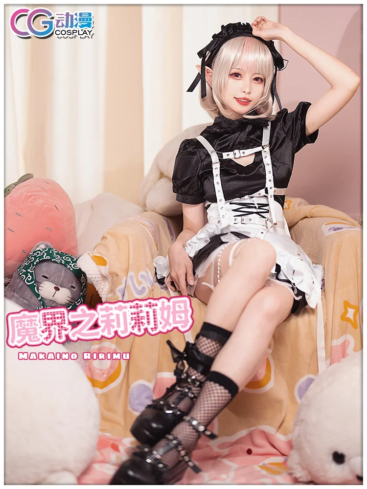 Makaino Ririmu Cosplay Costume Vtuber NIJISANJI Wig Shoes Halloween Christmas Fancy Party Costumes Accessories