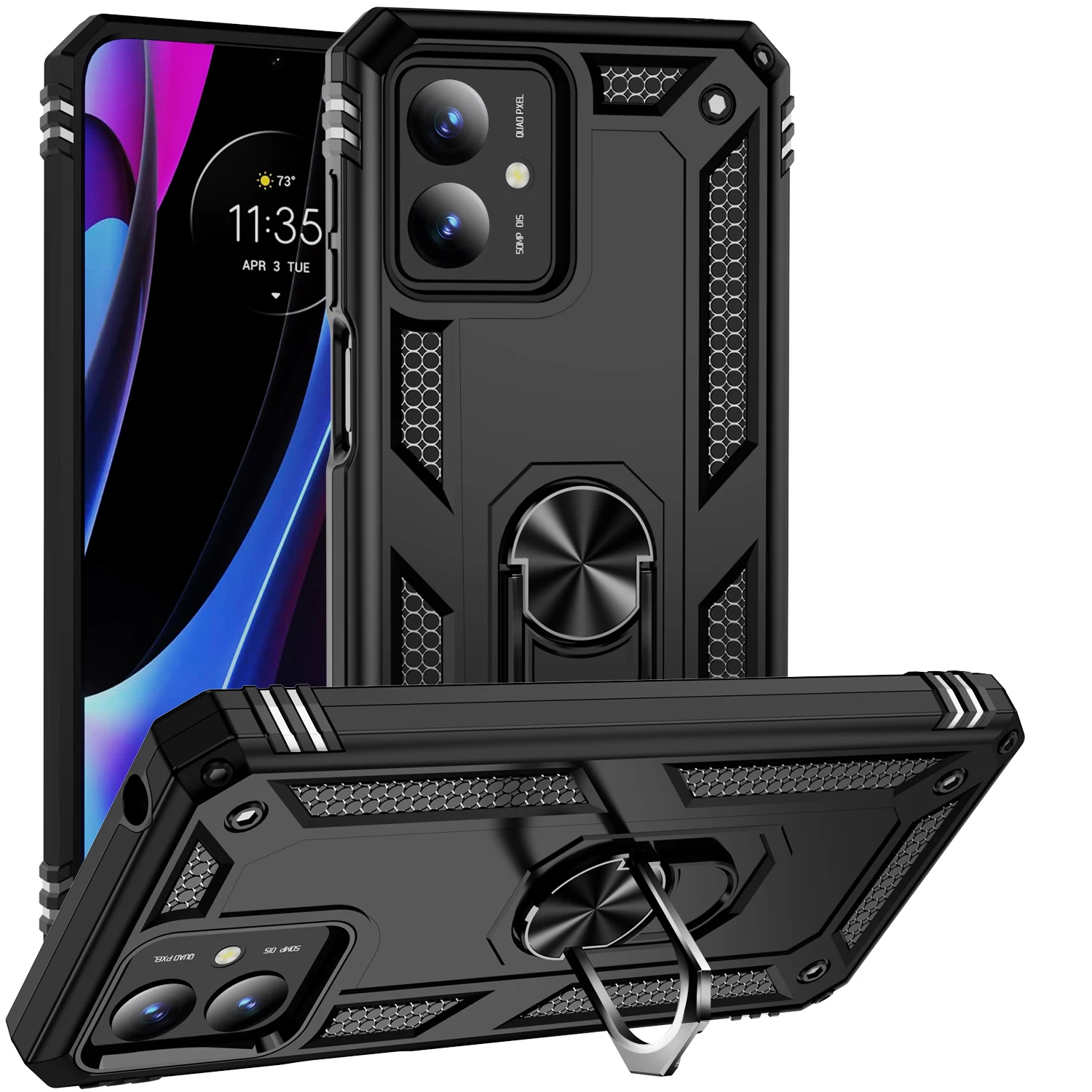 Shockproof Armor For Motorola Moto G14 G54 G10 G20 G30 G60 G52 G22 G31 G41 G82 G71S G200 G100 Phone Case Ring Holder Back Cover