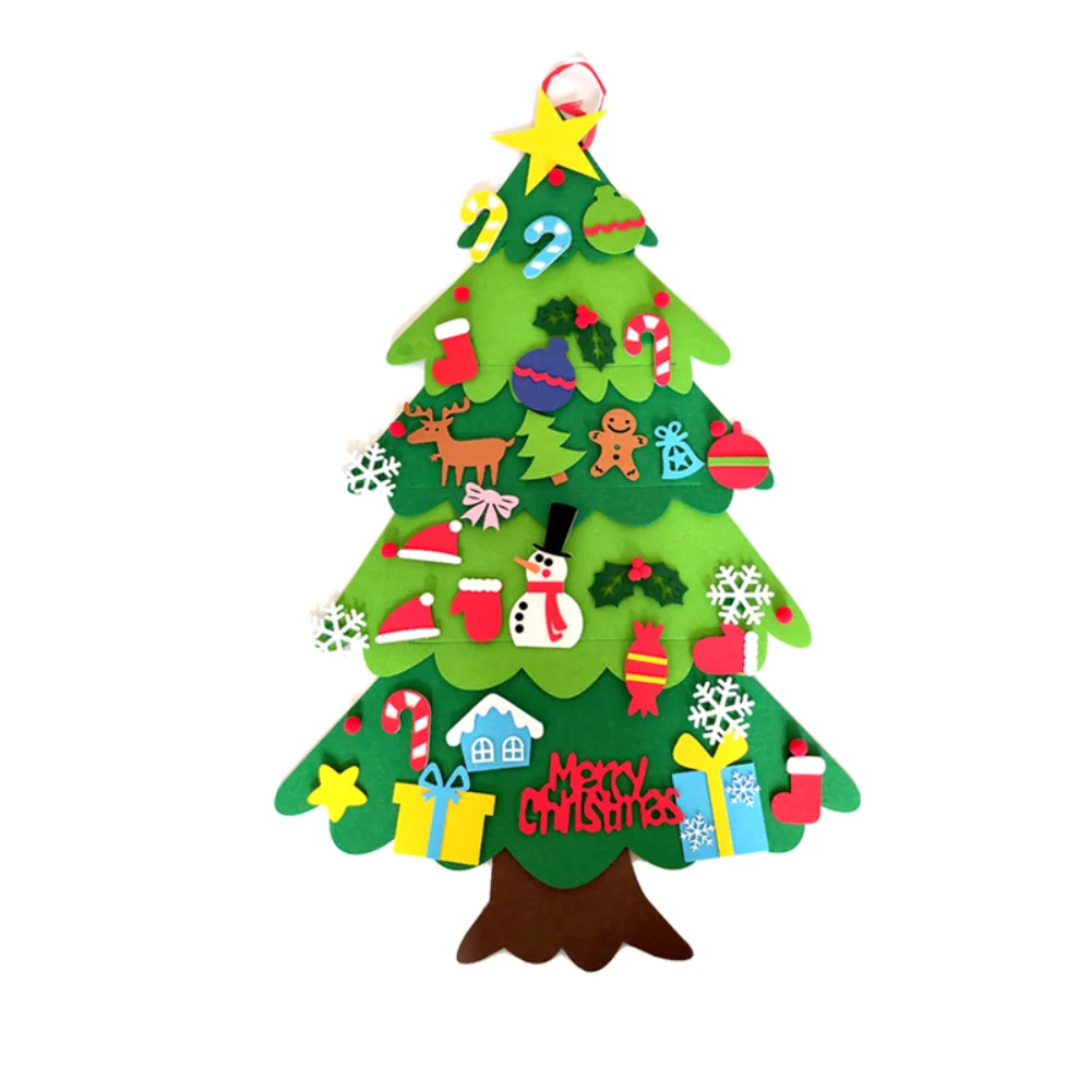 Kids DIY Felt Christmas Tree Merry Christmas Decorations For Home 2022 Christmas Ornaments Navidad 2023 New Year Gifts Xmas Tree